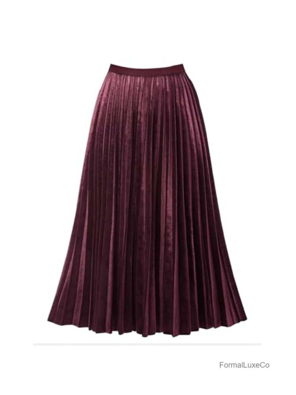 Pleated High Waist Flowy Midi Skirt A-Line Velvet